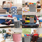 Waterproof Laundry Hamper Collapsible Laundry Basket Leather Handle Laundry Bag Large Clothes Storage Toy Organization for Bathroom Bedroom Laundryroom College Dorms (Laundry Basket-002) - Image 6