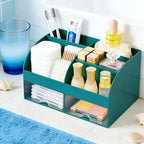 Makeup Organizer with 2 Drawers, Cosmetic Storage for Dresser Vanity and Bathroom Countertop,Make up organization and Skincare Storage with Beauty Brush Holder, Cosmetic Display Case (Dark Green) - Image 2