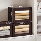 Homsorout Brown Fabric Storage Bins with Lids - 6 Pack Modern Lidded-Home Storage Bins, 14 Inch. - Perfect for Clothes, Books, CD, Office Supplies - Image 2