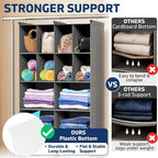 5 Tier Hanging Closet Organizer, 14 Compartments Dual Row Storage, Grey | Closet Organizers and Storage with Large & Small Pockets, 3 Sturdy Hooks Support Heavy Loads, Ideal for Dorm, Garment Rack - Image 4