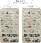 BB Brotrade Hanging Jewelry Organizer,Accessories Organizer,56 Zipper Pocket Organizer for Holding Jewelries (Beige-Zipper) - Image 2