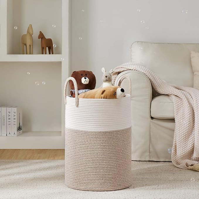 YOUDENOVA Cotton Rope Laundry Hamper Basket, 72L Blanket Basket for Bedroom - Image 2