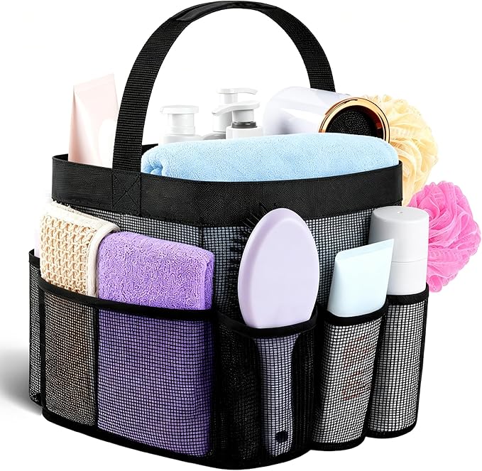 Mesh Shower Caddy Portable - 9 Pockets for College Dorm Room Essential by Attmu