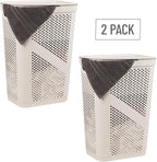 Mind Reader 60L Slim Laundry Hamper, Clothes Basket, Lid, Ventilated, Plastic, Set of 2, Ivory - Image 7