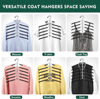 DOIOWN Clothes Hangers Space Saving: 6 Tier Coat Hanger Space Saving Hangers Non Slip Foam Padded Hanger, 3 Pack Black Metal Sweater T Shirt Hangers for Men Women, Closet Organizers and Storage - Image 7