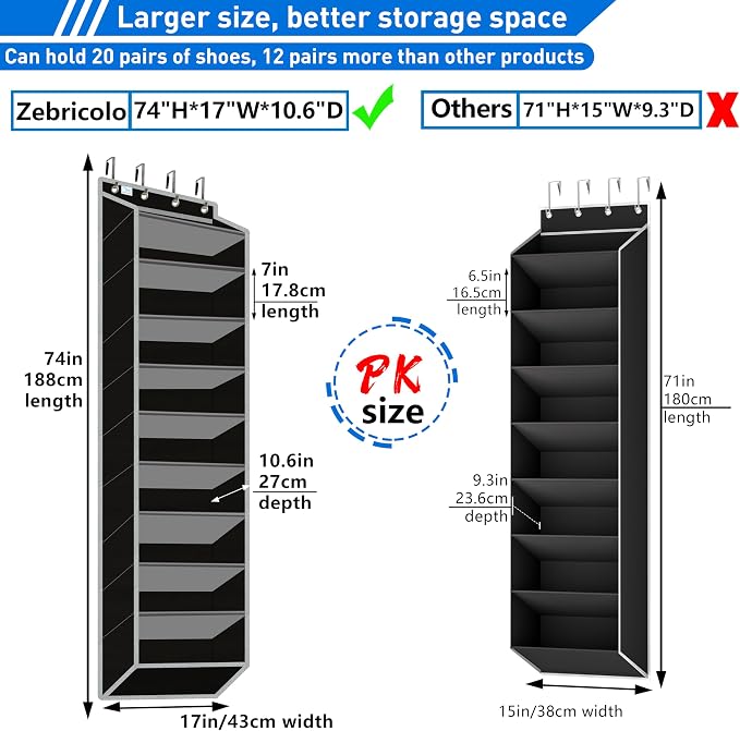 10 Tiers Shoe Organizer for Closet, 20 to 30 Pairs Shoe Rack Door - Image 2
