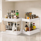 Under Sink Organizer, 2 Tier Pull-Out Storage Organizer with Sliding Drawer & Hooks, Multi-Purpose Cabinet Organizer for Kitchen, Bathroom, Pantry, Laundry Room & Office, White by Unknown