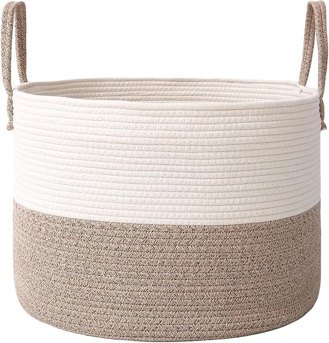 JMvicyroam 115L Extra Large Machine Washable Cotton Rope Blanket Basket by JMvicyroam