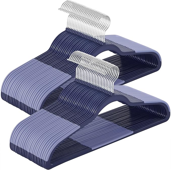 SONGMICS Plastic Clothes Hangers, Pack of 50, Space-Saving | 0.2 Inches Thick, 17.7 Inches Wide, 360° Swivel Hook, Dark Blue Ash and Light Blue Ash, BREANNA Collection UCRP050C05 by Unknown