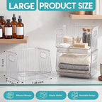 Novabright 4 Pcs Clear Plastic Storage Bins Stackable Pantry Storage Organizer Kitchen Cabinet Organizers Ideal Containers for Coffee Pod Tea Sugar Bag Office Fridge Caddy - Image 2