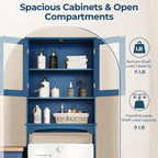 Yaheetech Over the Toilet Storage Cabinet with 2 Glass Doors, Navy Blue - Image 6