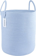 XUANGUO Cotton Rope Laundry Basket Hamper for Clothes, light blue by XUANGUO