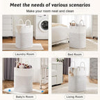 Laundry Basket,Woven Cotton Rope Laundry Hamper,Versatile Storage for Dirty Clothes,Baby Toys,and Blankets in Bathroom, Nursery,and Living Room (White, 60L) - Image 5