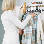 Black Plastic Hangers 5 Pack– Heavy-Duty Plastic Hangers Slim and Space-Saving, Durable and Lightweight PP with Non-Slip Shoulder Notches for Slip Dresses, Suits, Jackets & Camisoles - Image 7