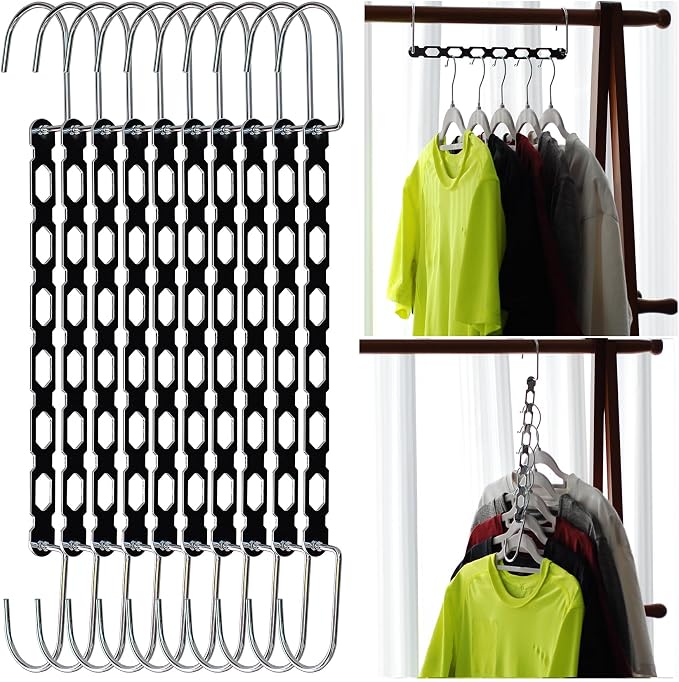 Metal Space Saving Hangers for Clothes, Collapsible Hanger Organizer 10Pack by TREES+%26+BREEZE