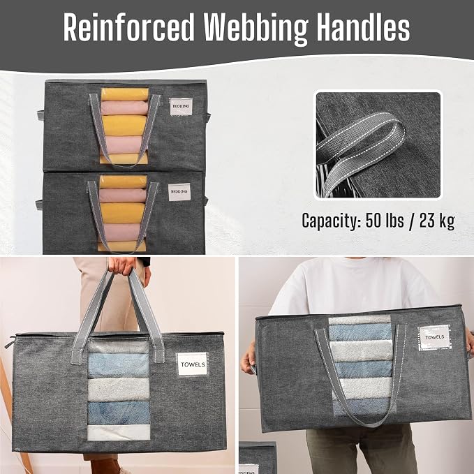 VENO Moving Bags, Wide Open Top, Clear Window, Gray, 6 Pack - Image 5