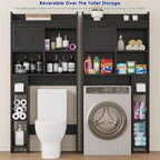 kepptory Over the Toilet Cabinet with Sliding Barn Door，Black - Image 4