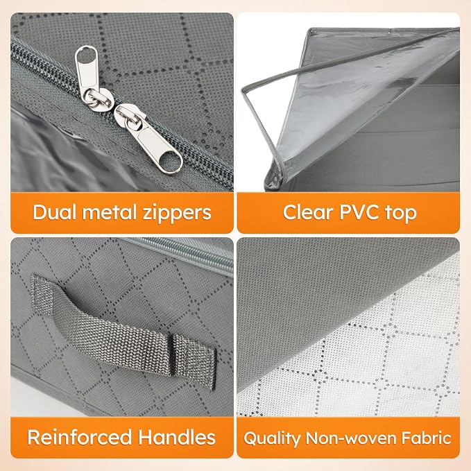 LotFancy Under Bed Storage Bags with Clear Window & Handles, 24” x 16” x 6" - Image 6