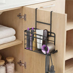 2 Pack Hair Tool Organizer - Hair Dryer Holder Wall Mounted/Cabinet Door - Adjustable Height Blow Dryer Holder - Curling Irons Storage with 2 Hooks (Black) - Image 3