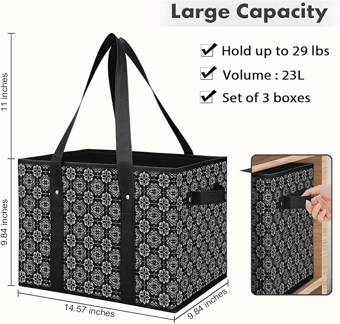 Reusable Grocery Bags 6 Pack, Foldable & Water Resistant Shopping Bags - Image 5