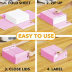 SpaceAid 4 Pack Bed Sheet Organizers and Storage, Foldable Sheet Organizer for Linen Closet, Sheets Set Folder Keeper with Window XL (Queen & King Size) Bedding Container (Pink, 4 Pack) - Image 3