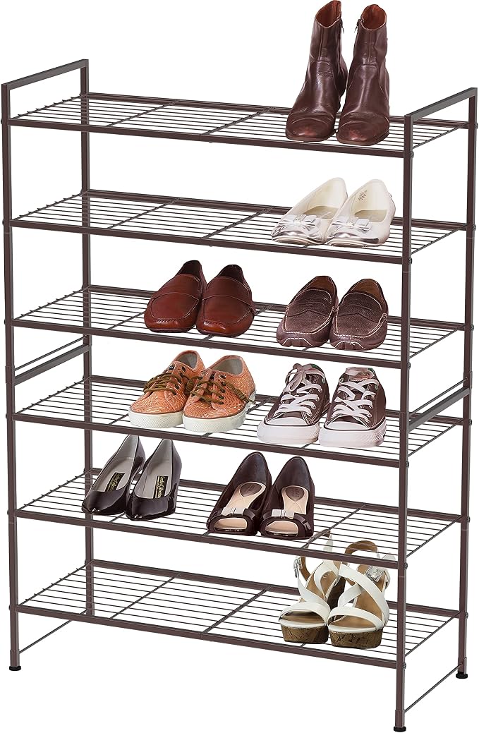 Simple Houseware 3-Tier Stackable Wired Grid Shoe Rack, Bronze - Image 3