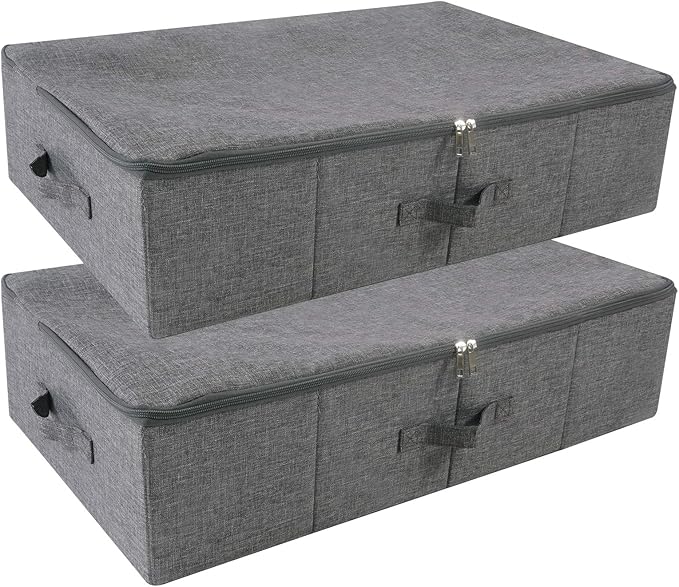 2pcs Rigid Underbed Zip Lid Storage Boxes, Clothes, Blankets Organizer Bins by iwillCREATEPRO