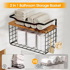 Towel Racks for Bathroom,Towel Rack Wall Mounted, 6 Tier Rolled Or Folded Towel Holder with Floating Shelves, Bathroom Towel Holder for Bath, Hand Towels,Metal and Wood - Image 2