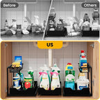 3 Pack, Under Sink Organizer 2-Tier with Slide Out Lower Drawer - Metal Pull Out Cabinet Organizer for Kitchen Bathroom, Includes Removable Center Basket & Storage Shelves, Space Saving Design - Image 3