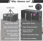 6 Pack Moving Bags with Full-Open Side Zipper, Extra Large 93L Heavy Duty Waterproof Foldable Storage Totes for College Dorm, Moving & Home Organization Gray - Image 9