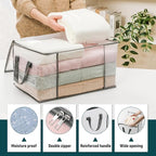 LANDNEOO 6-Pack Clothes Storage Bags, Plastic Foldable Blanket Storage bins, Closet Organizer Container for Bedroom, Bedding, Comforters, Pillows, and Clothing - 60L with Handles - Image 4