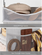 StorageWorks 3-Shelf Hanging Closet Organizer with Half Compartment, Ivory | Add More Storage to Small Closets, a Side Pocket and Half Compartment, Ideal for Bedrooms, Dorms and RVs,Light Grey - Image 4
