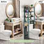 Kalrin Over-The-Toilet Storage Rack, 4-Tier Bathroom Organizer Shelf Over Toilet with Adjustable Shelf and Basket, Freestanding Space Saver Bathroom Shelves Above Toilet for Room (Green- Black) - Image 4