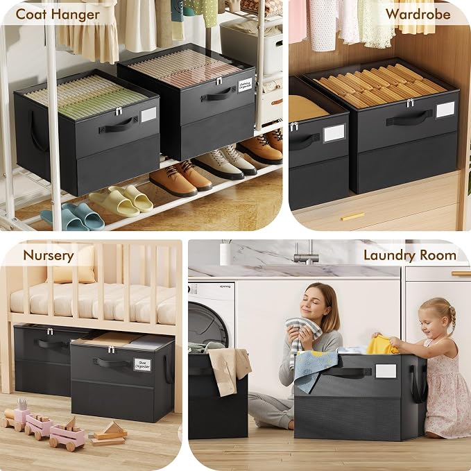 Large Reinforced 2 Pack Shoe Organizer for Closet with Adjustable Dividers | Customizable Compartments for Sneakers, Boots, Heels, Sandals, Clothes, Towels and Toys, Versatile Cube Storage Organizer - Image 3