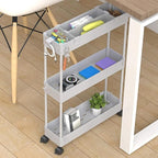 SPACELEAD 2-piece Set Slim Storage Cart 3 Tier,Bathroom Organizer Rolling Utility,Mobile Shelving Unit Slide Out for Office, Kitchen, Laundry Room & Narrow Places - Image 5