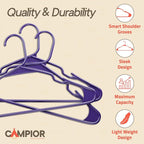 Purple Plastic Hangers 150 Pack– Heavy-Duty Plastic Hangers Slim and Space-Saving, Durable and Lightweight with Non-Slip Shoulder Notches for Slip Dresses, Suits, Jackets & Camisoles - Image 4