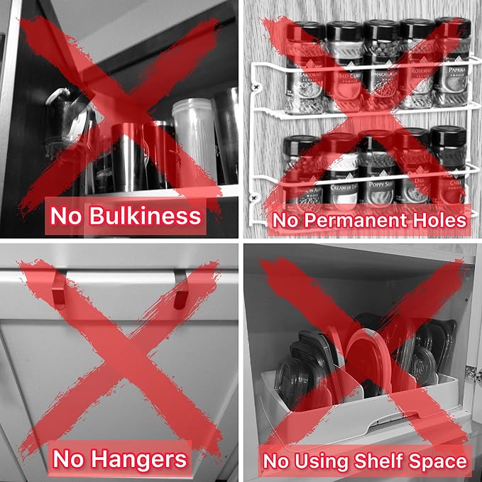 Slim Caddy ORIGINAL Cabinet Door Organizer | Optimize Your Cabinet Space | Kitchen Plastic Lids Organizer, Bathroom Accessories, Under Sink Organizer, and More | 2 PK, 8”L x 3.5”H x 1.8”D each - Image 3