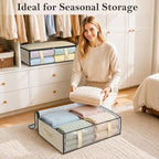 StorageRight Under Bed Storage Bags, 6 Pack, 40L, Beige | Breathable Non-Woven Fabric with a Clear Window and Zippered Top for Clothes, Comforters, Blankets and Seasonal Storage - Image 8