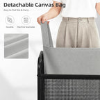 STORAGE MANIAC Rolling Laundry Hamper with Wheels 1-Section Laundry Sorter Rolling Laundrys Basket on Wheels with Removable Bag Clothes Hamper Laundrys Organizer Cart Bathroom Bedroom 90L Grey - Image 4