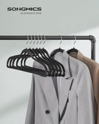 SONGMICS Plastic Clothes Hangers, Pack of 50, Space-Saving | 0.2 Inches Thick, 17.7 Inches Wide, 360° Swivel Hook, Black, BREANNA Collection UCRP50B - Image 2