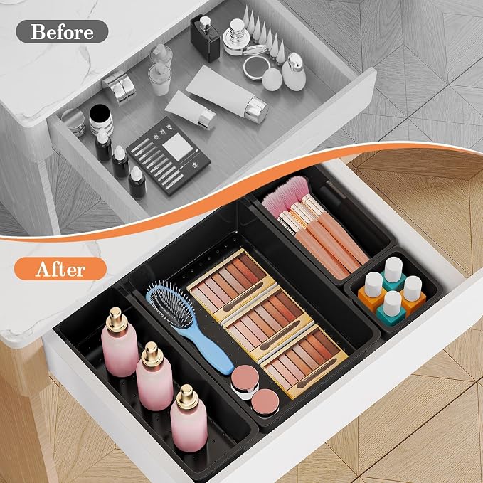 SpaceHacks 25 PCS Plastic Drawer Organizer, 4-Size Versatile Organizer Trays & storage Bins - Image 4