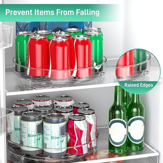 Optish 4 Pack Lazy Susan Organizer, 9.5 Inch, 10.7 Inch Lazy Susan Turntable for Cabinet, Turntable Organizer for Pantry Organizers and Storage, Non-Skid Fridge Organizer - Image 7
