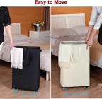 efluky Slim Laundry Hamper with Wheels, Rolling Laundry Basket for Clothes, Small Laundry Basket for Bedroom, Dorm and Laundry Room, 75L (19.8 Gallons) Grey - Image 4