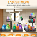 3 Tier Adjustable Under Sink Organizer for Bathroom & Kitchen(2Pack, Black) - Image 4