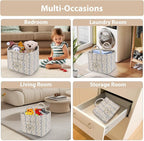 Storage Basket Boho Fabric Large Collapsible Floral Laundry Nursery Hamper Portable Folding Storage for Clothes Toys (Vine-Blue C) - Image 4