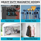 6Pcs Large Strong Magnetic Hooks Heavy Duty Garage Big Magnet Hooks Extra Strength Magnetic Utility Storage Hook Hanger with Anti Slip Coating for Garden Indoor Outdoor Hanging Tools Black - Image 7