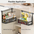 Hanging Desktop Baskets Fine Mesh Wire Storage Basket Over Cabinet Door Organizer No Drilling Required for Kitchen Bathroom Office, 1 Small, 1 Large, Black - Image 4