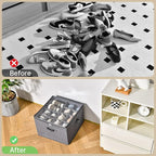 INSTY 2 Pack Shoe Organizer for Closet, Fits up to 32 Pairs, Adjustable Dividers for Shoe Storage, Fabric Shoe Storage Bins with Clear Cover, Grey - Image 4