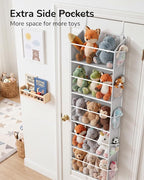 ULG Stuffed Animal Organizer Over the Door, Large Hanging Plush Toy Storage with Mesh Window, Cotton Kids Toy Organizer for Bedroom, Nursery, Playroom & Baby Items Clear Grey - Image 4