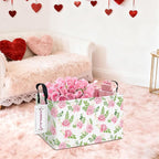 Rectangular Collapsible Laundry Basket with Side Handles, Pink Roses - Image 4